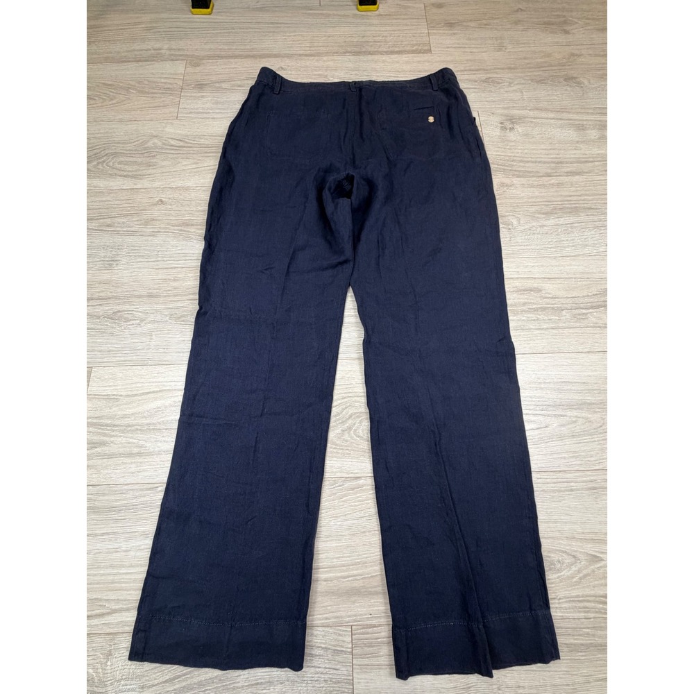 Lilly Pulitzer Breeta Navy Blue 100% Linen Wide Leg Trousers‎ Pants Womens 16 - Picture 10 of 10